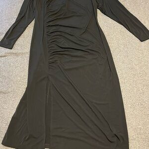 Black Ruched Long Sleeve Sheath Dress